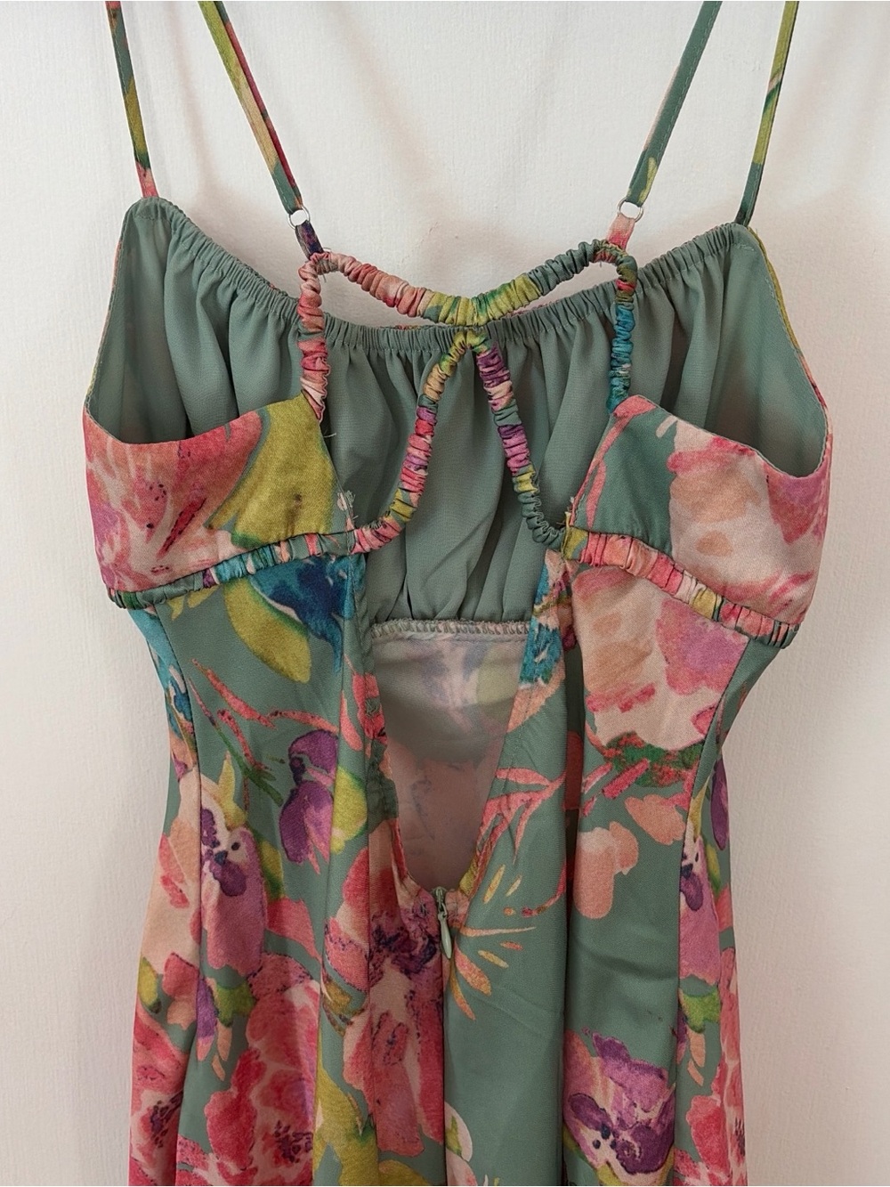 Hello Molly Mint Green Floral Spaghetti-Strap Maxi Dress - Picture 6 of 7